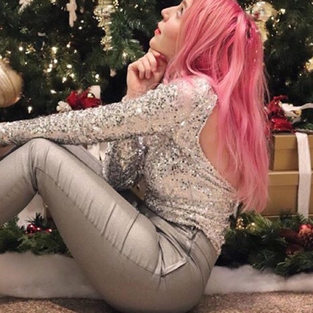 Silver H&M High Waisted Shimmery Legging